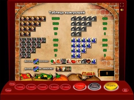casino screen of symbols