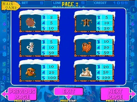 casino screen of symbols