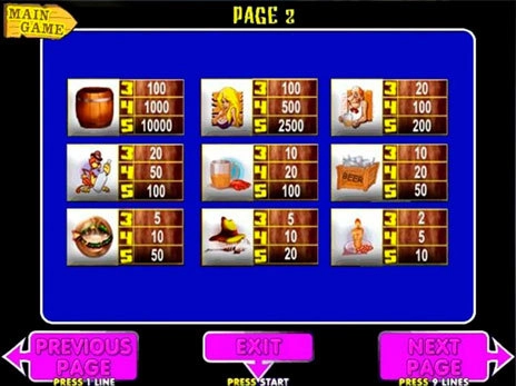 casino screen of symbols
