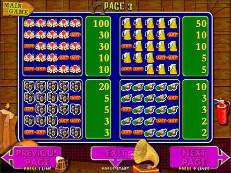 casino screen of symbols