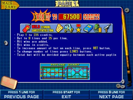casino screen of symbols